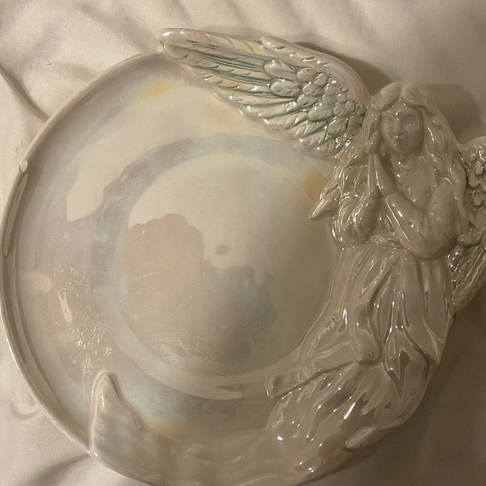 Vintage 1995 Scioto iridescent Angel Ceramic Dish